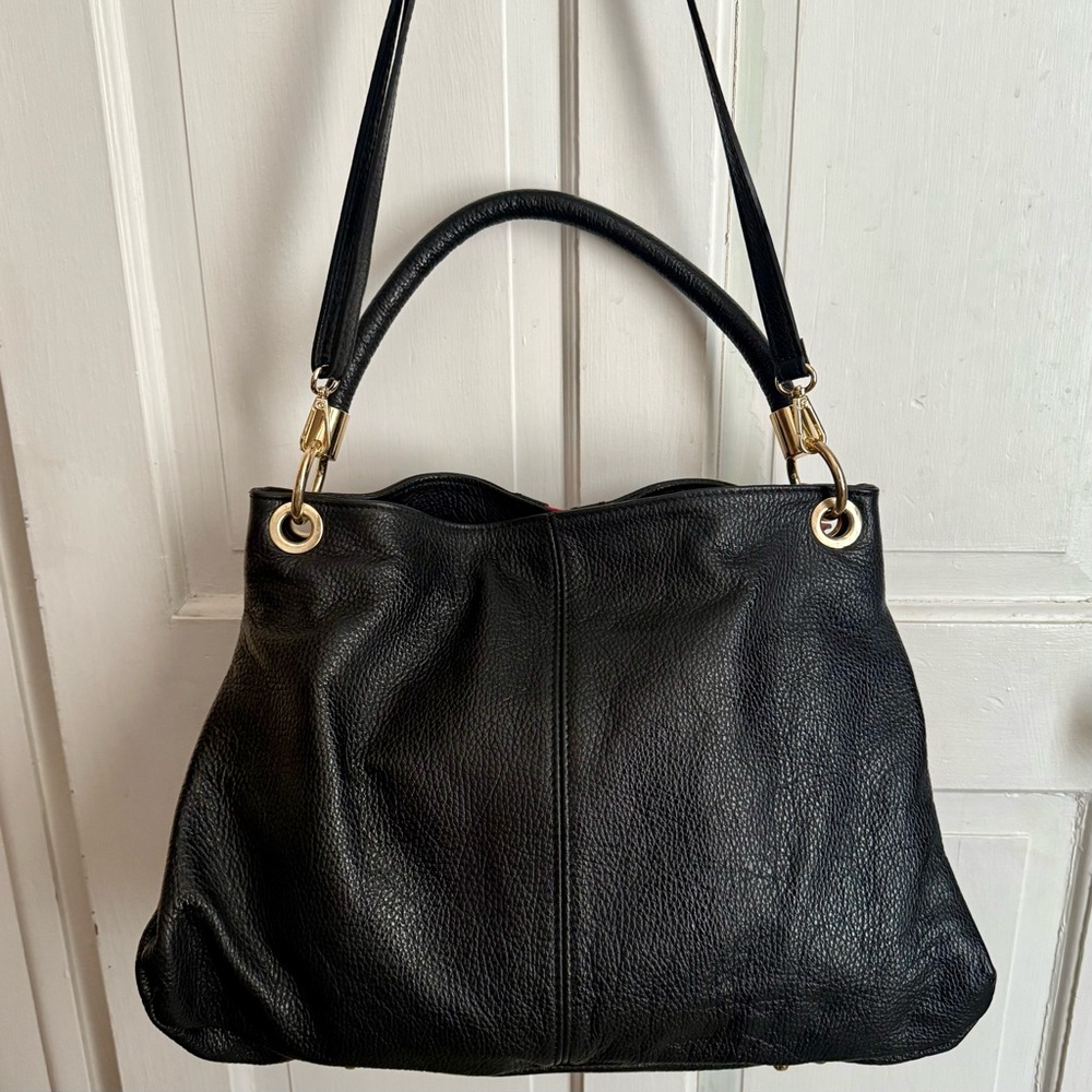 UGGARI MILANO Black Leather Shoulder Bag – Red Stripe, Gold Hardware – Perfect - Picture 11 of 12